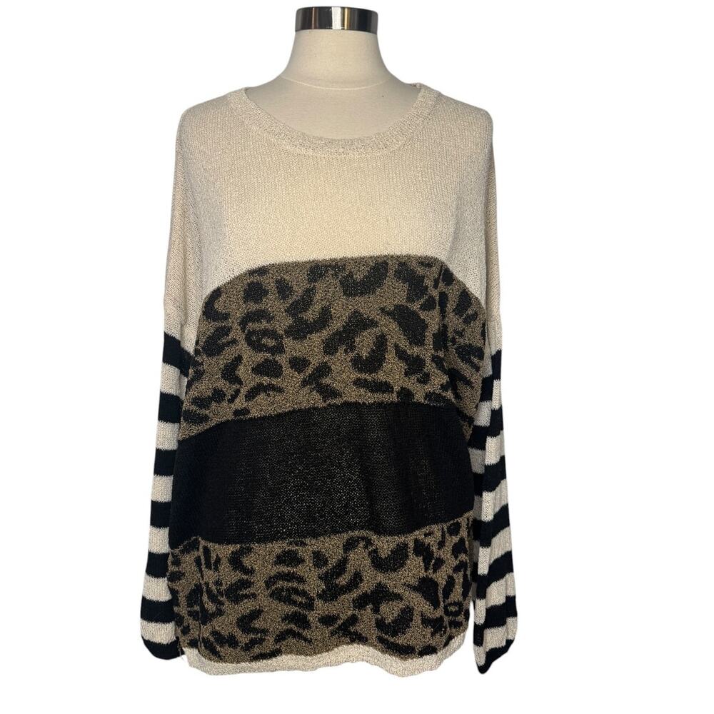 Living My Best Style x Pink Lily L Leopard Open Knit Oversized Sweater